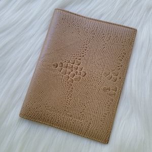 Salvatore Ferragamo Crocodile Embossed Beige Card Case Wallet